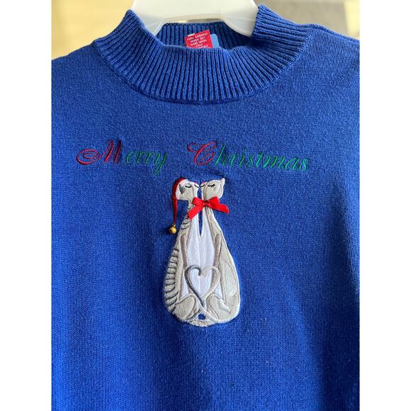 Christmas kissing cats xmas holiday festive sweater size XL - Picture 2 of 4